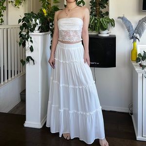 🤍White Tiered Maxi Skirt🤍